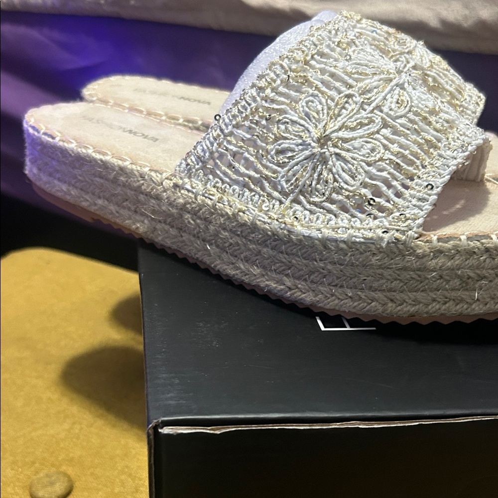 Fashion Nova White Embroidered Espadrilles